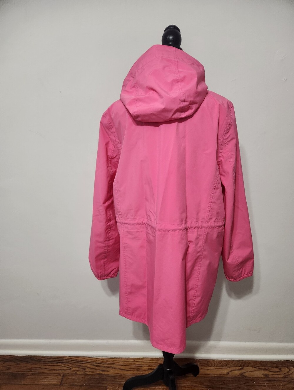 Lands’ End Pink Hooded Rain Jacket Women’s Medium 10-12 Lightweight Coat - Picture 4 of 10